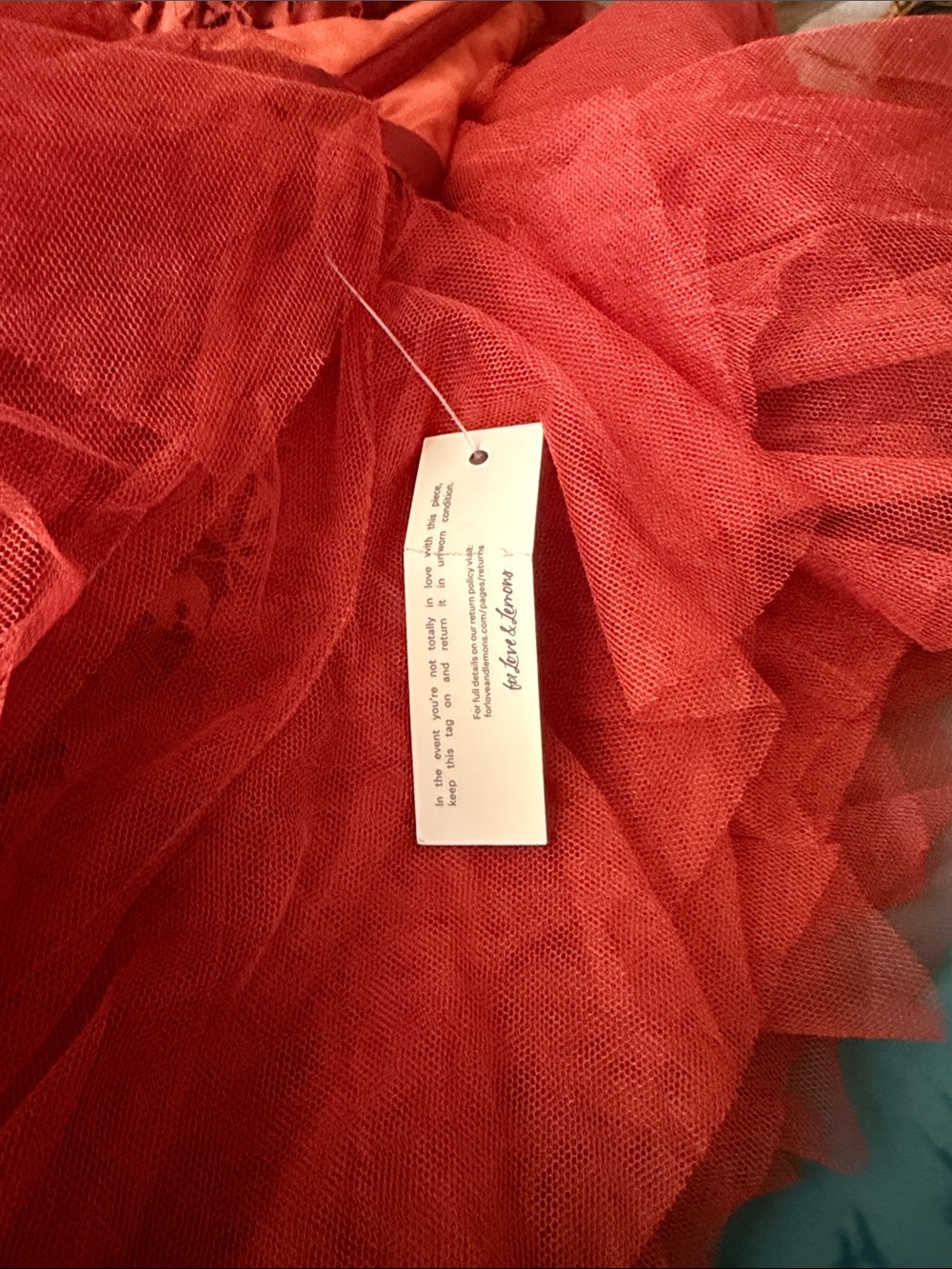 For Love & Lemons Strapless Ruffled Tulle Gown in Rust Orange - Picture 6 of 7